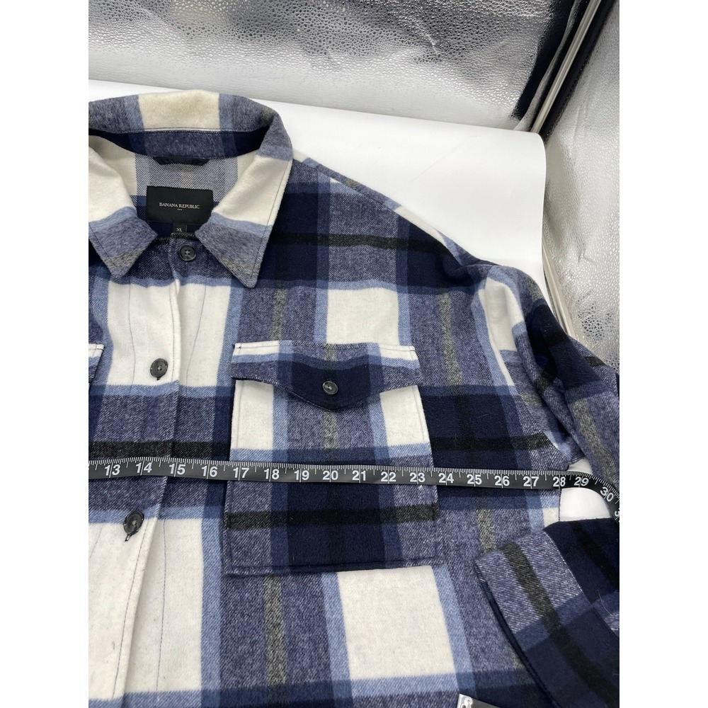 Banana Republic Plaid Shacket Oversized XL Blue Shirt Jacket Top Casual Western - Picture 6 of 6